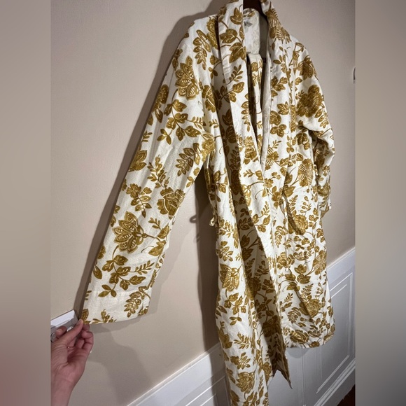 Garnet Hill Floral 100% Organic Cotton Bathrobe size M - Picture 2 of 8
